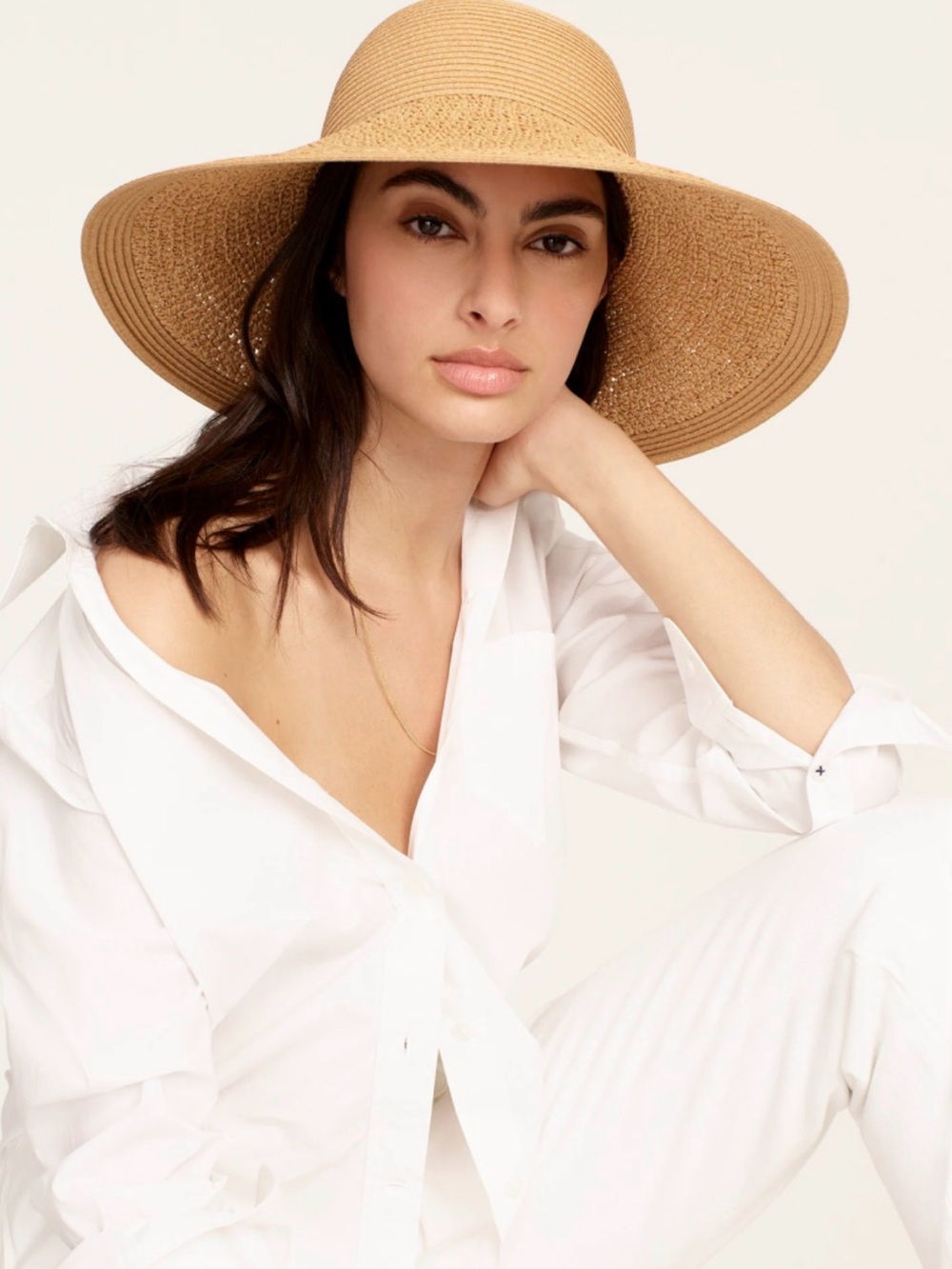 J. Crew Tan Straw Sun Hat Wide Brim